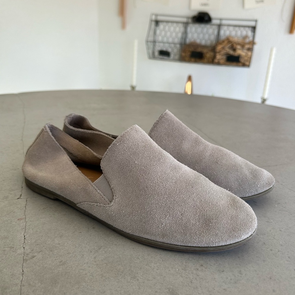 Lucky Brand Gray Leather Suede Loafer Minimalist Bohemian Contemporary 9